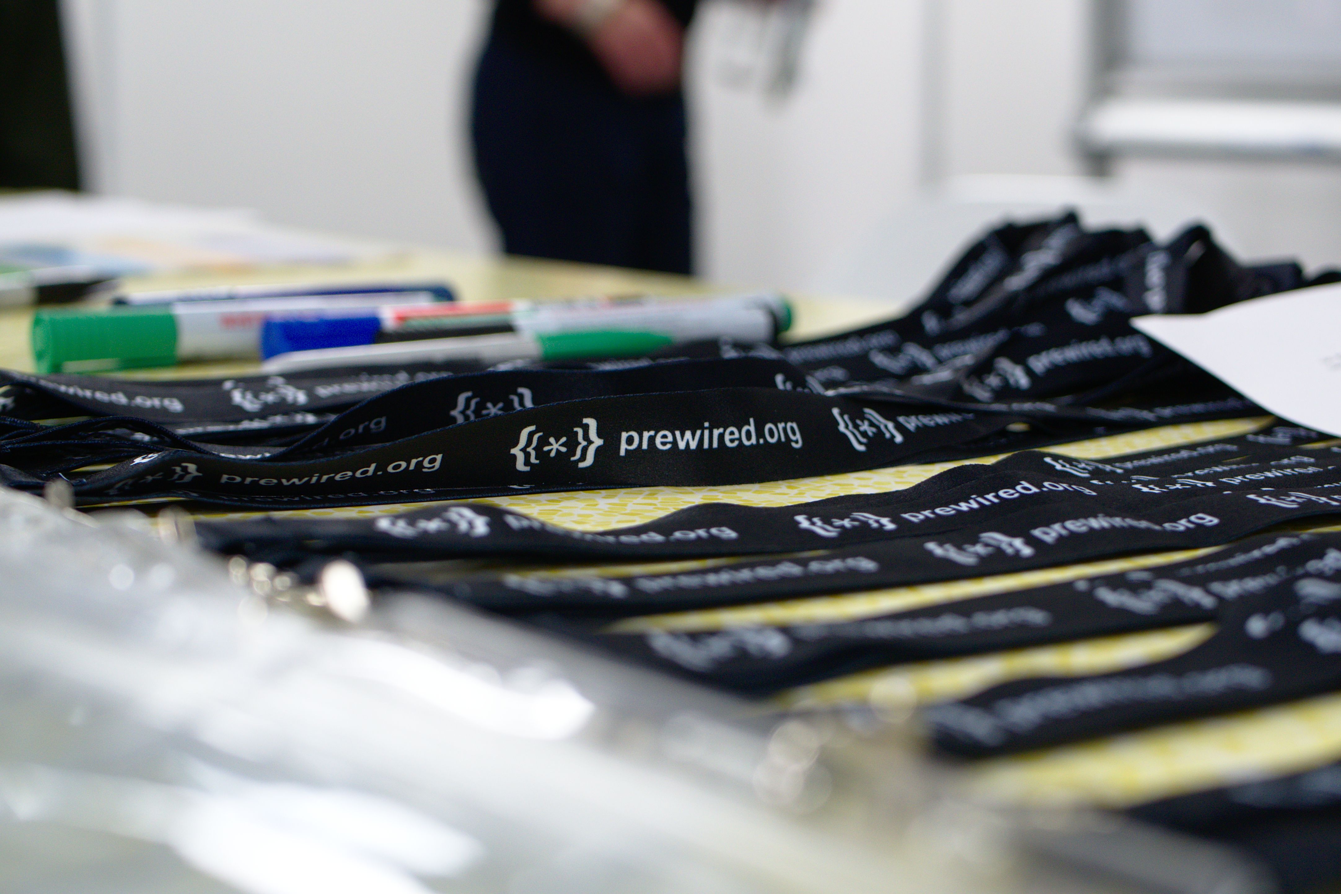 A close-up of Prewired lanyards