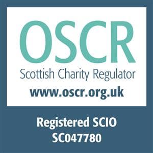 The OSCR registration logo with Prewired's regsitered charity number, SC047780